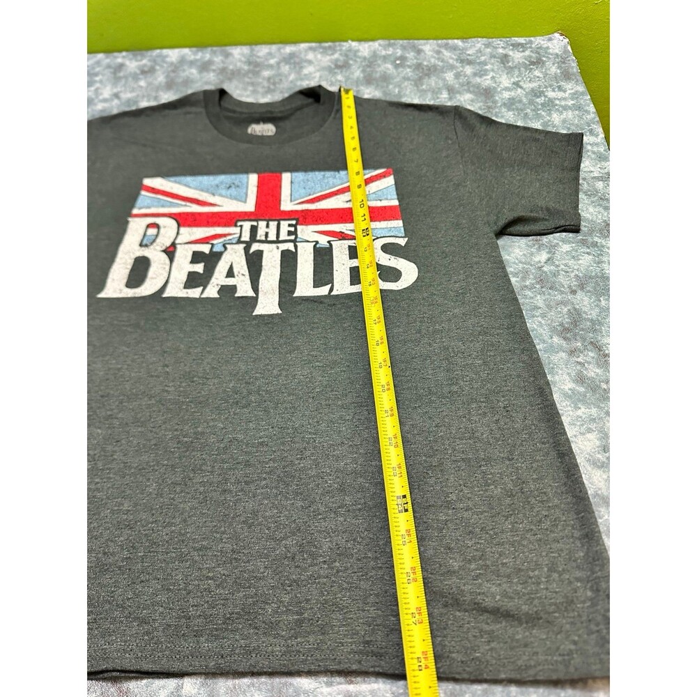 The Beatles Short Sleeve Graphic Tee in Charcoal Gray with Union Jack - Picture 5 of 10